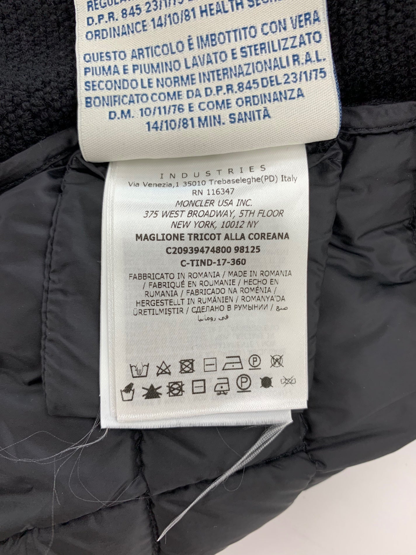 モンクレール MAGLIONE TRICOT ALLA COREANA C20930474800 98125 ジャケット M ブラック ニット切替ダウン ITHMUPVI2M28