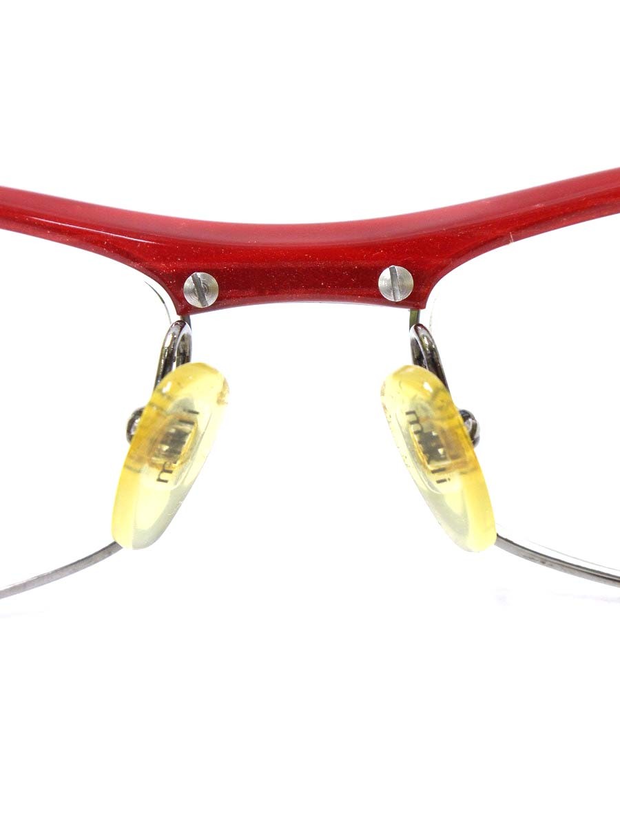 アランミクリ a0490-15 メガネ レッド セルフレーム ハーフリム（ナイロール）オーバル（楕円） ITX89V17H53S 【SALE】