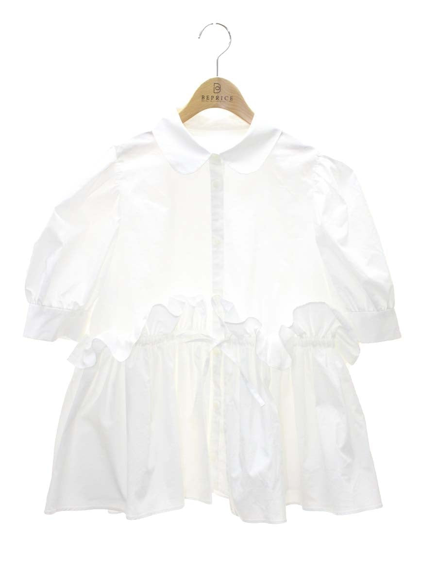 トレフルプラスワン 230248S シャツ F ホワイト フリル リボン IT4YXAHL8K7A