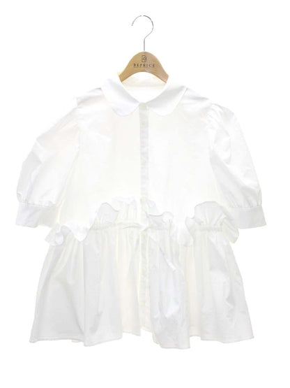 トレフルプラスワン 230248S シャツ F ホワイト フリル リボン IT4YXAHL8K7A