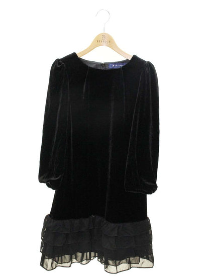 エムズグレイシー 621702 ワンピース 36 ブラック ベロア ティアード フリル ITQYXR0WJPJK