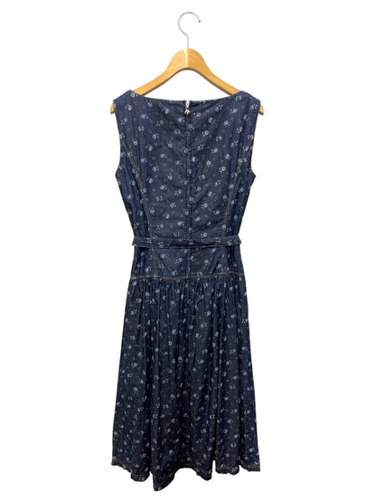 エムズグレイシー 小花モチーフ 511348 デニムワンピース 38 ネイビー フラワーモチーフ ITLOII1CK50K