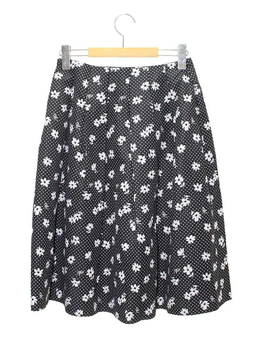 エムズグレイシー お花xドットジャガード 417123 スカート 38 ブラック フラワーモチーフ タック ITDAVRMGS46K