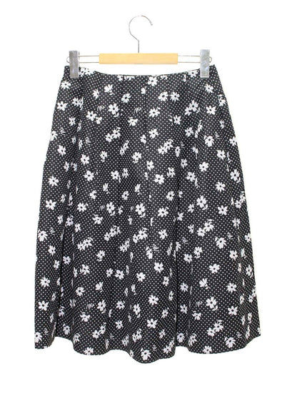 エムズグレイシー お花xドットジャガード 417123 スカート 38 ブラック フラワーモチーフ タック ITDAVRMGS46K