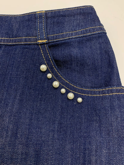 エムズグレイシー パールスタッズ付きデニムスカート 417611 38 ネイビー ITC8IG8KX78C 【SALE】