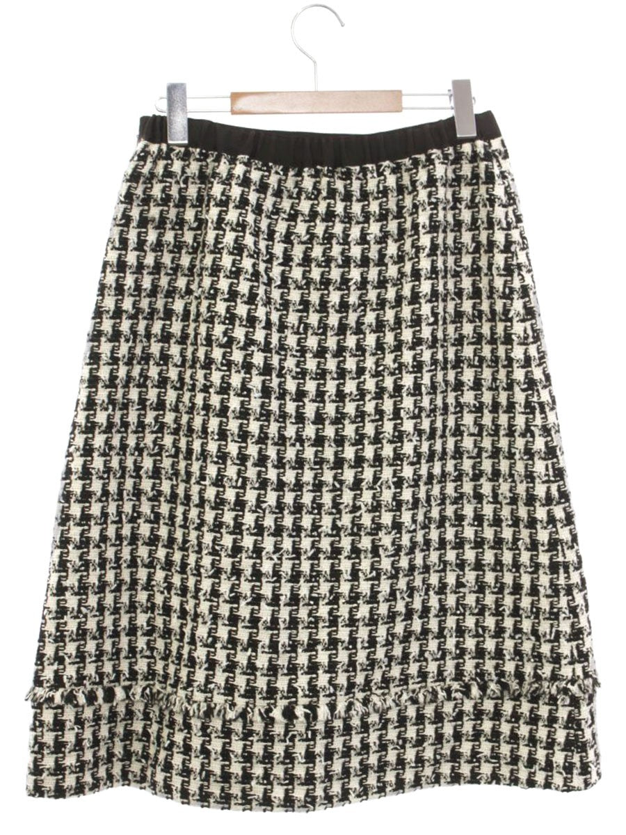 トゥービーシック W7S05-241-09 スカート 44 ブラック/ホワイト 千鳥格子柄 フリンジ ITZN30LM0N2G