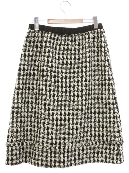 トゥービーシック W7S05-241-09 スカート 44 ブラック/ホワイト 千鳥格子柄 フリンジ ITZN30LM0N2G