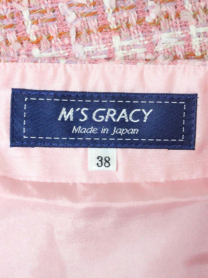 エムズグレイシー 317532 スカート 38 ピンク ツイード フリル ITPIEGN3E5P9