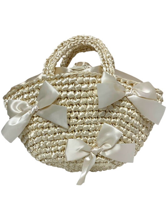 エムズグレイシー  テープ編みリボン 494135 ハンドバッグ アイボリー ミニ ITRL9Z8PC7HK