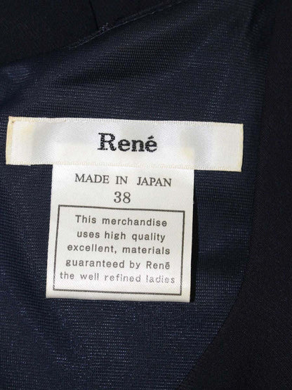 ルネ 6726350 ワンピース 38 ネイビー ストレッチ素材 レーヨン バックジップ フレア ITL1I5VF4BVK