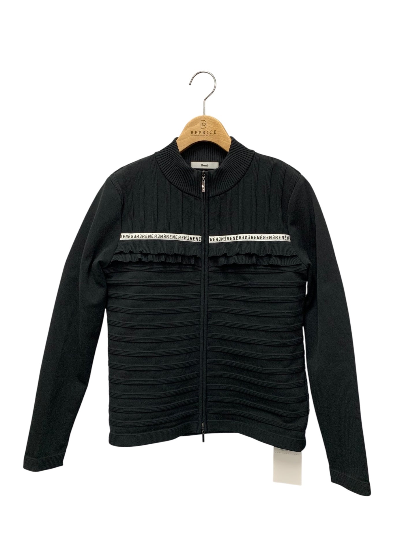 ルネ 6012520 カーディガン 38 ブラック ロゴジライン ダブルジップ ITAKDGMLA56G