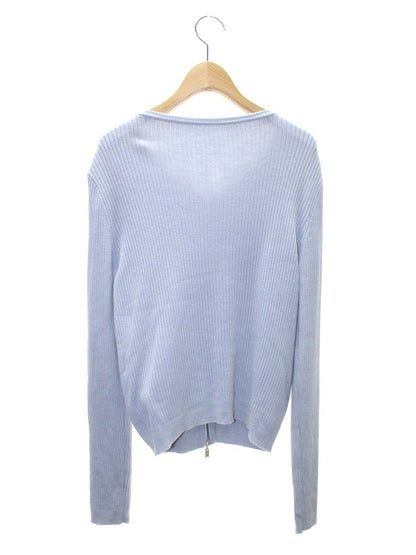 フォクシーブティック Cardigan compact Rib 40103 カーディガン 38 ブルー フロントジップ ITRN175HQIQS