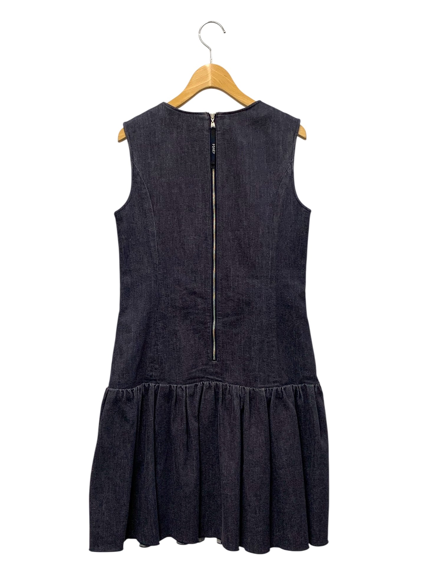 フォクシーニューヨーク 39368 ワンピース 38 ネイビー デニム フリル IT8N37Y6PRFO