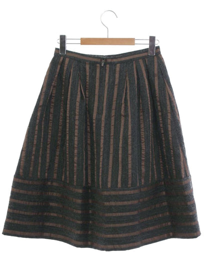 フォクシーブティック 36319 スカート 38 チャコール/ブラウン ストライブ ボーダー ITJA3LURFTB8