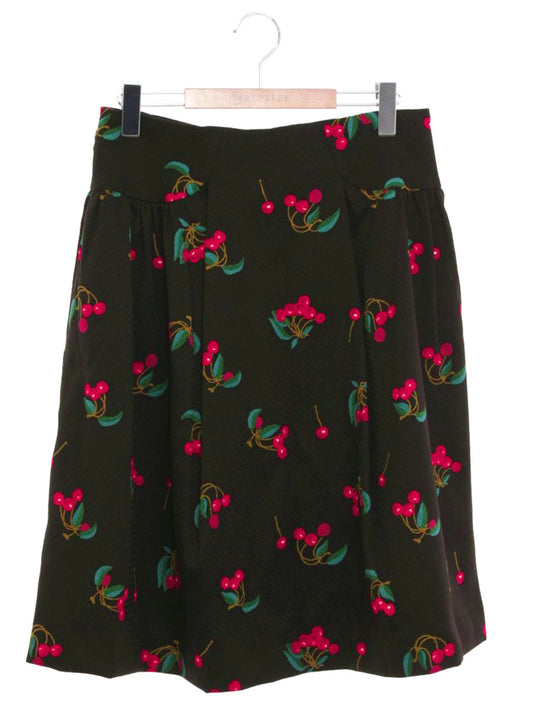 エムズグレイシー Cherry Skirt 817558 スカート 40 ブラック チェリー ITEZHB7FVF02