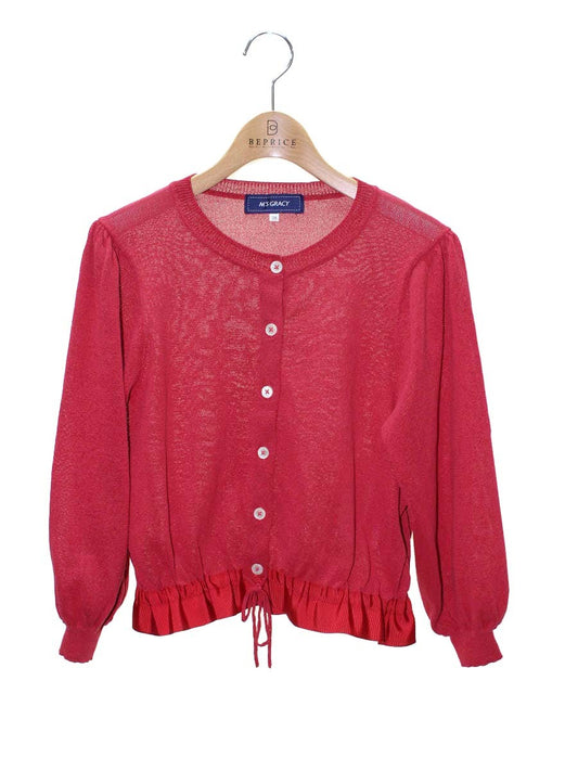 エムズグレイシー 918311 カーディガン 38 レッド ニット ストレッチ IT4OF17BW1M0