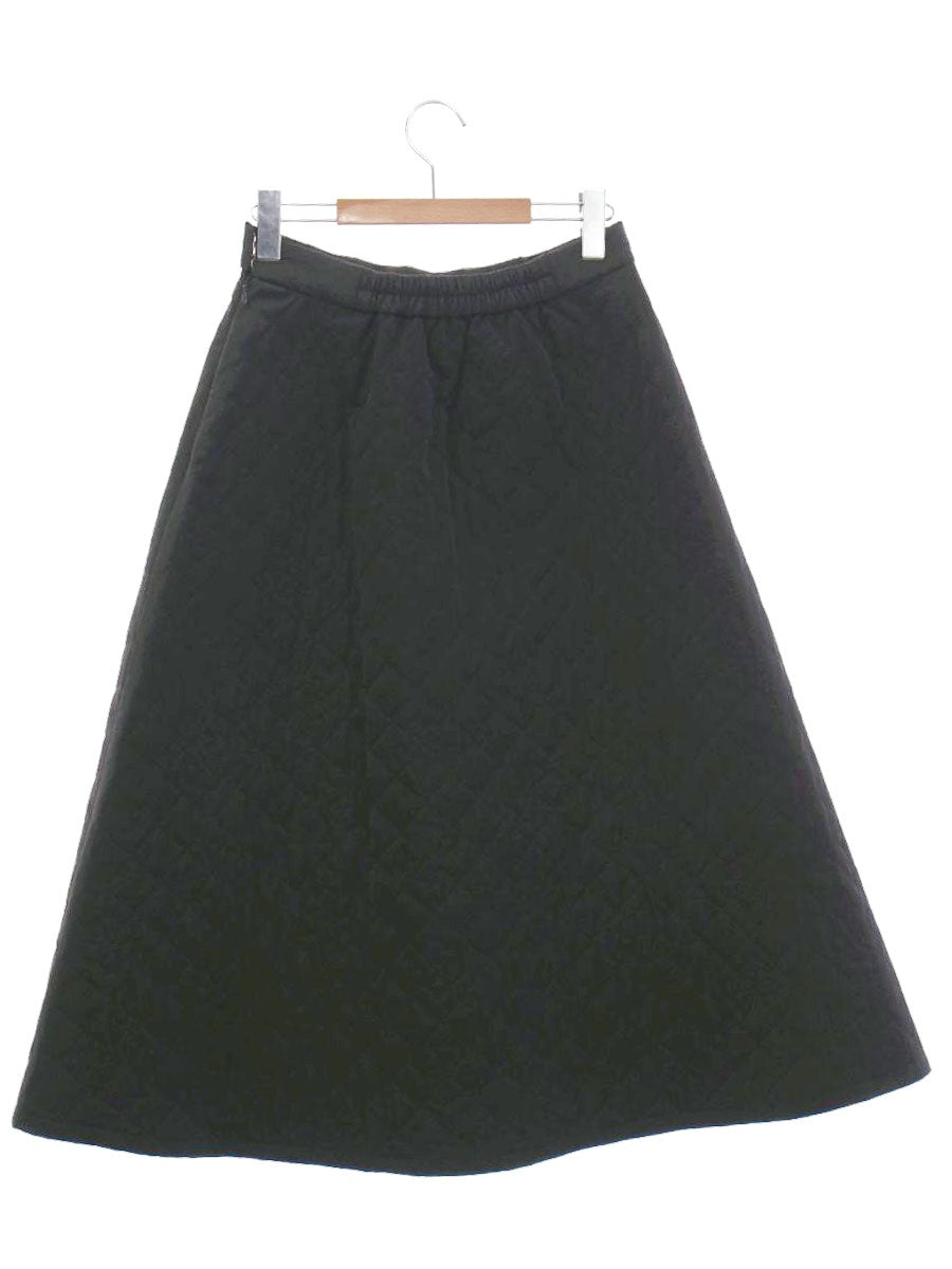 エムズグレイシー カメリアｘリボン柄キルティングフレア 417613 スカート 40 ブラック ITBCMPIOEDDC