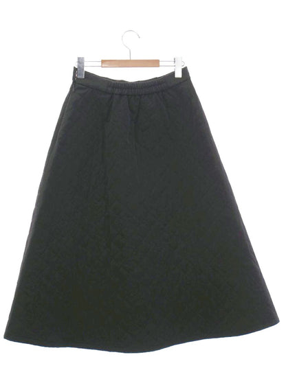 エムズグレイシー カメリアｘリボン柄キルティングフレア 417613 スカート 40 ブラック ITBCMPIOEDDC