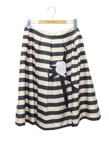 エムズグレイシー 817125 スカート 40 ベージュ カメリアプリント ボーダー IT5580DI174R