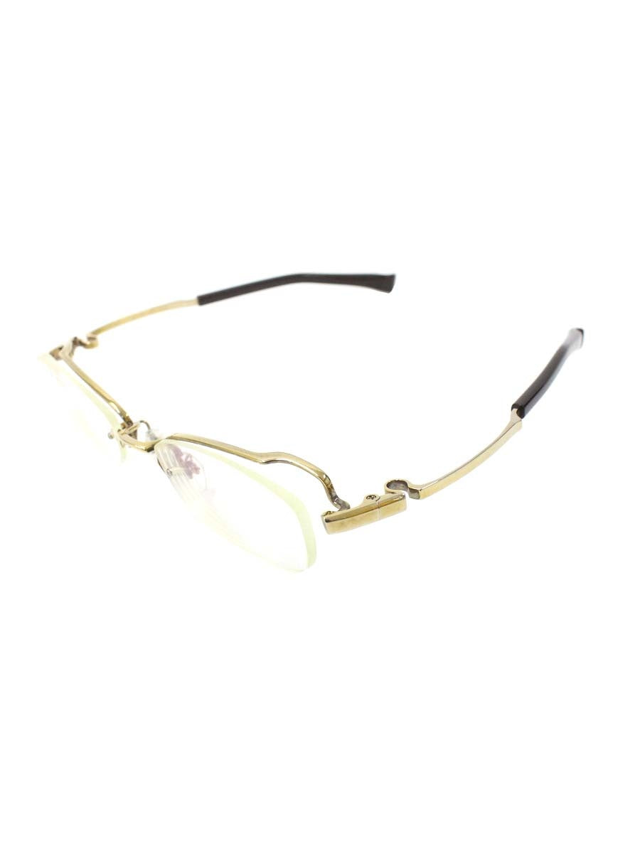 フォーナインズ O-30T メガネ ゴールド/ブラウン メタル ハーフリム スクエア ITSI4Q3FGLQ0