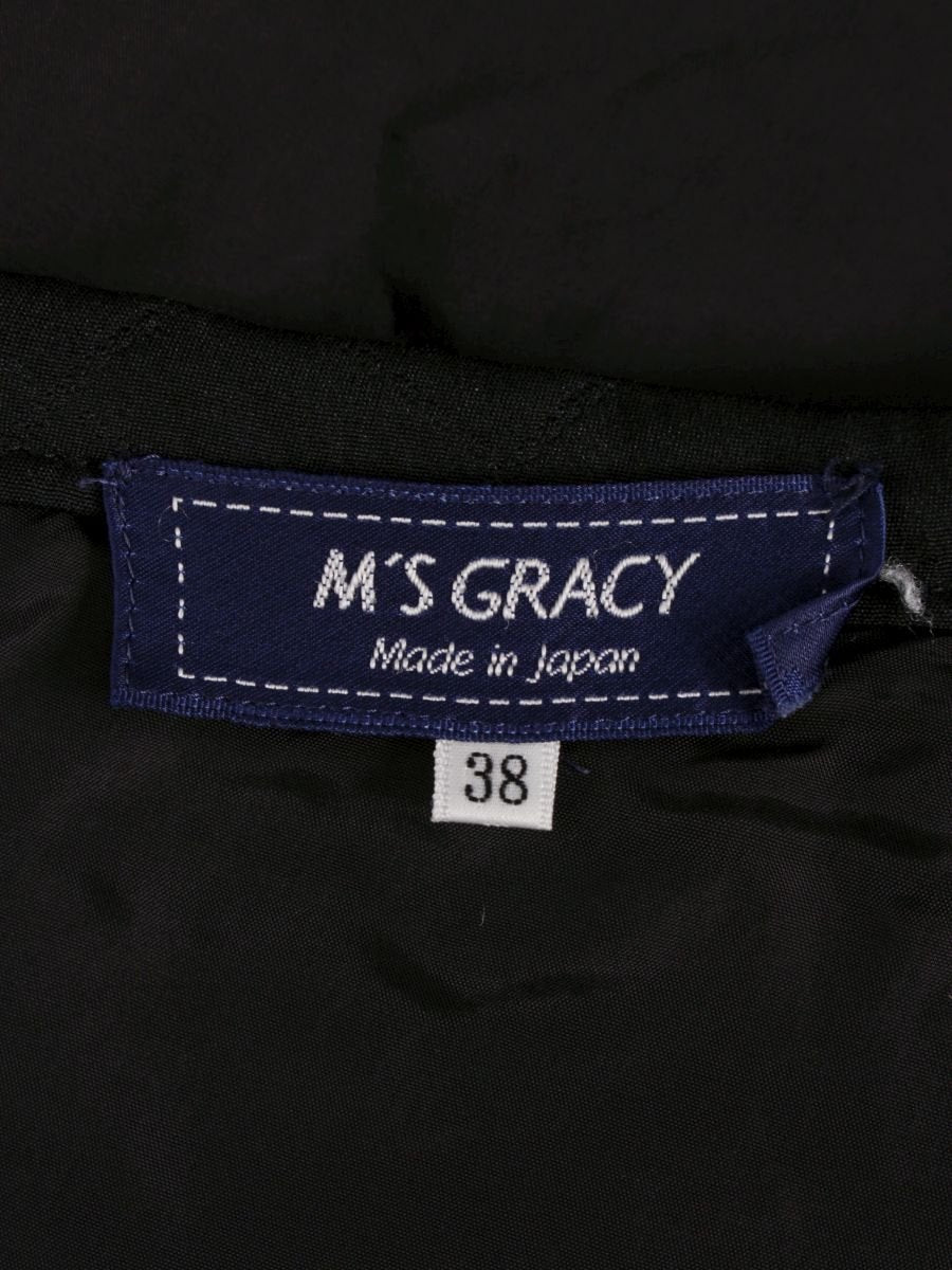 エムズグレイシー 017517 スカート 38 ブラック キルティング 花ボタン IT89NL6OMCHL