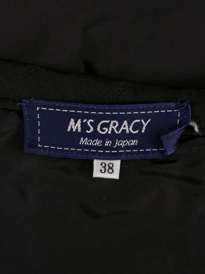エムズグレイシー 017517 スカート 38 ブラック キルティング 花ボタン IT89NL6OMCHL