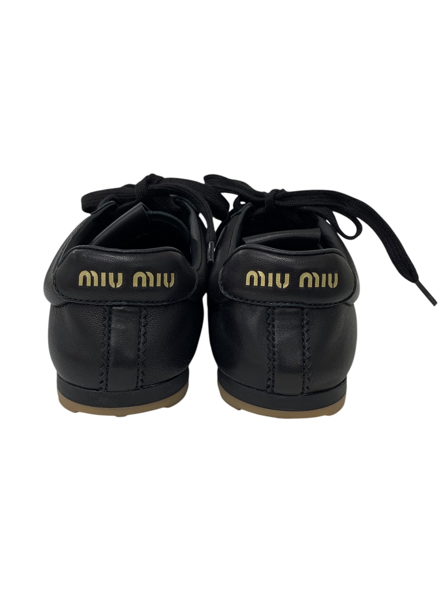ミュウミュウ プリューム ナッパレザー スニーカー  5E114E_038_F0002_F_005 38.5 ブラック ITJ3OM64TLPK 【SALE】