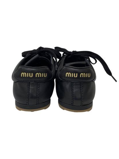 ミュウミュウ プリューム ナッパレザー スニーカー  5E114E_038_F0002_F_005 38.5 ブラック ITJ3OM64TLPK 【SALE】