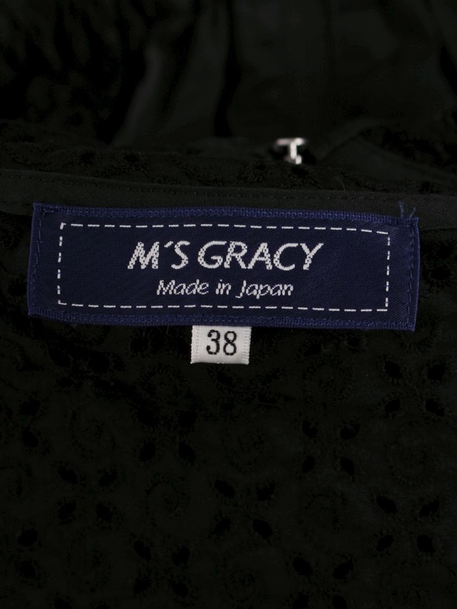 エムズグレイシー 314312 ジャケット 38 ブラック ダブルジップ フラワー刺繡 フード IT6F0V2BPCIA