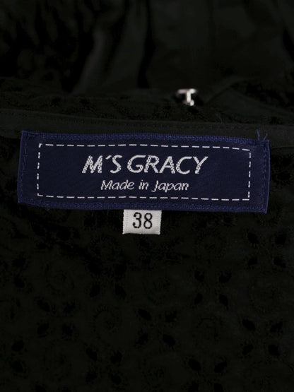 エムズグレイシー 314312 ジャケット 38 ブラック ダブルジップ フラワー刺繡 フード IT6F0V2BPCIA