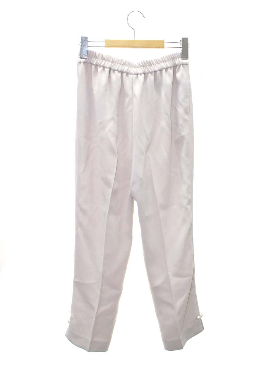 エムズグレイシー シンプルクロップドパンツ 316107 パンツ 38 ベージュ センタープレスパンツ パール 裾スリット IT0NJFGMCOCX