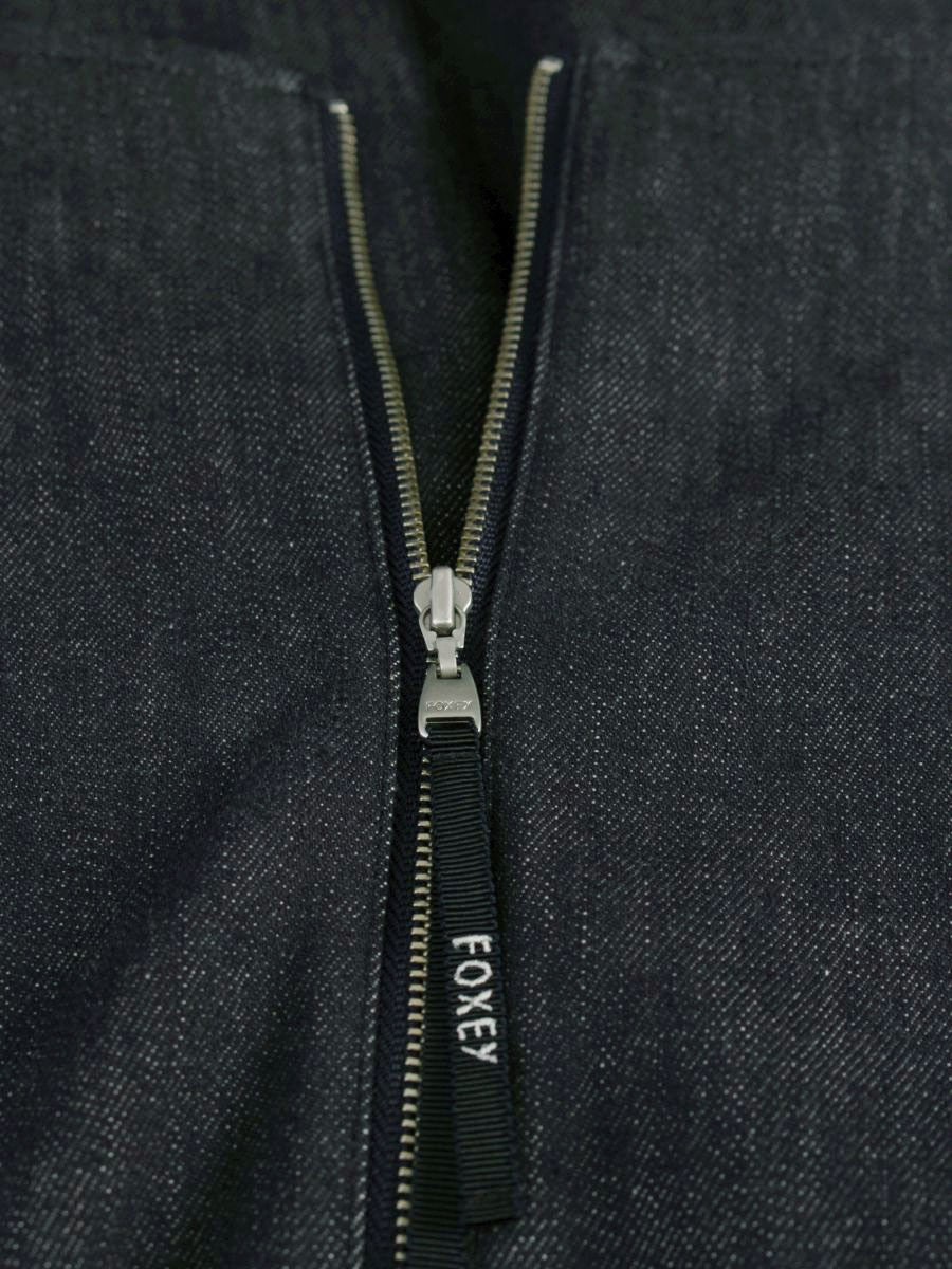 フォクシーニューヨーク 39368 ワンピース 40 ネイビー デニム フリル Vネック ITMQE44DRYMU