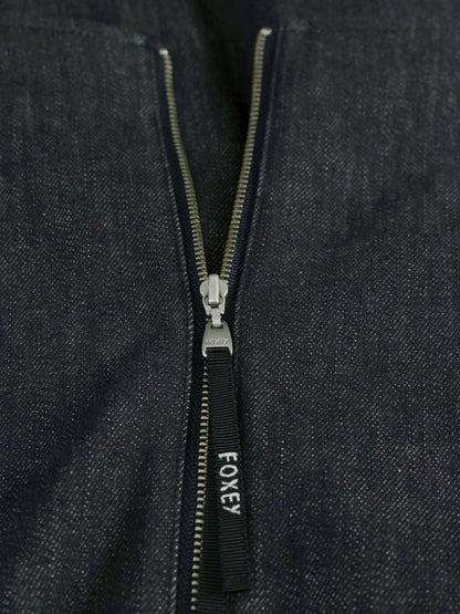 フォクシーニューヨーク 39368 ワンピース 40 ネイビー デニム フリル Vネック ITMQE44DRYMU