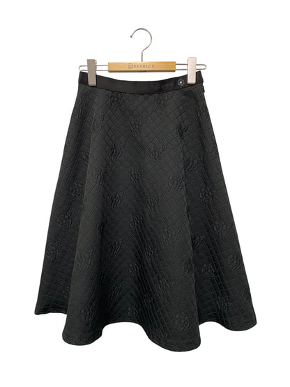 エムズグレイシー カメリアジャガードフレアー 317507 スカート 36 ブラック キルティング ITB4PUBSQJ60