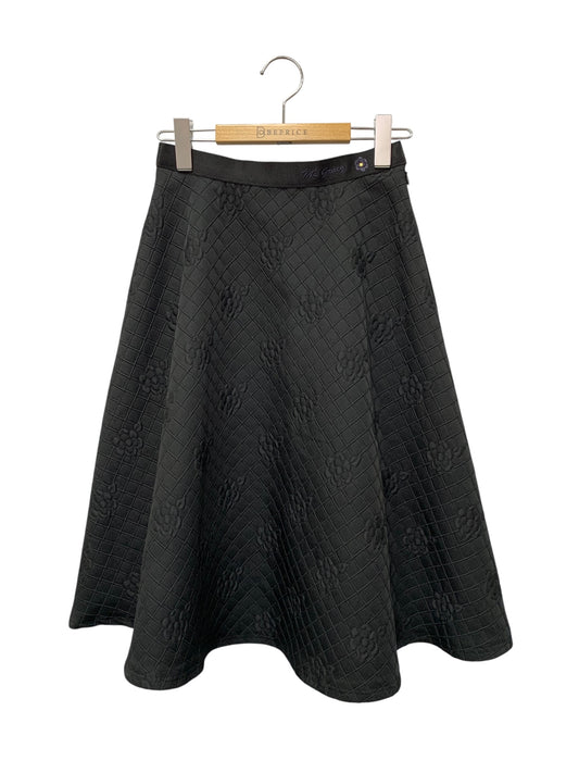 エムズグレイシー カメリアジャガードフレアー 317507 スカート 36 ブラック キルティング ITB4PUBSQJ60