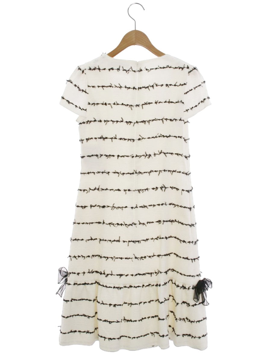 エムズグレイシー 011101 ワンピース 36 ホワイト リボン ボーダー IT362SS4MVBK 【SALE】