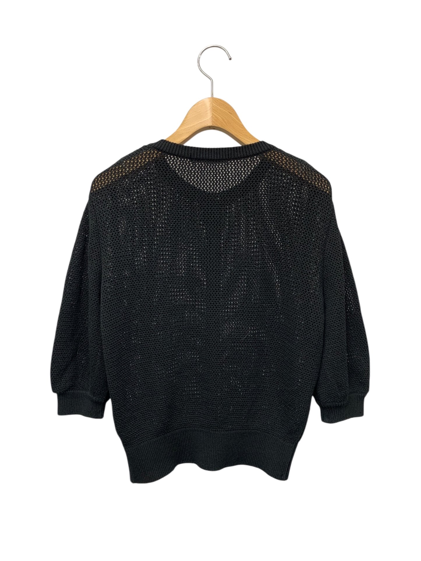 ルネ 5322010 トップス 36 ブラック パールボタン 五分袖 ITYW9JT1RP80