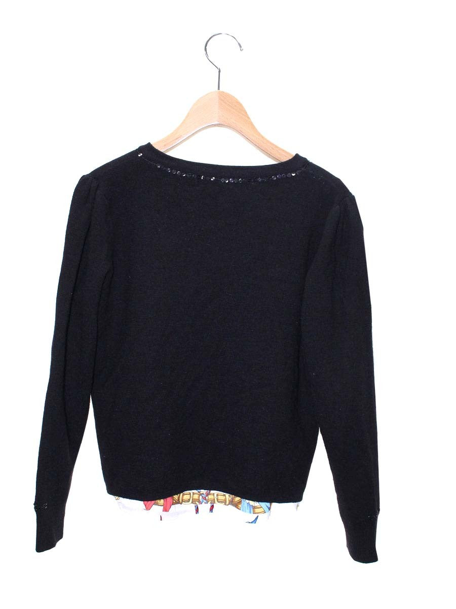 スーパービューティー カーディガン 42 ブラック ビジュー 刺繍 マルチカラーボタン IT70M2X11LUO