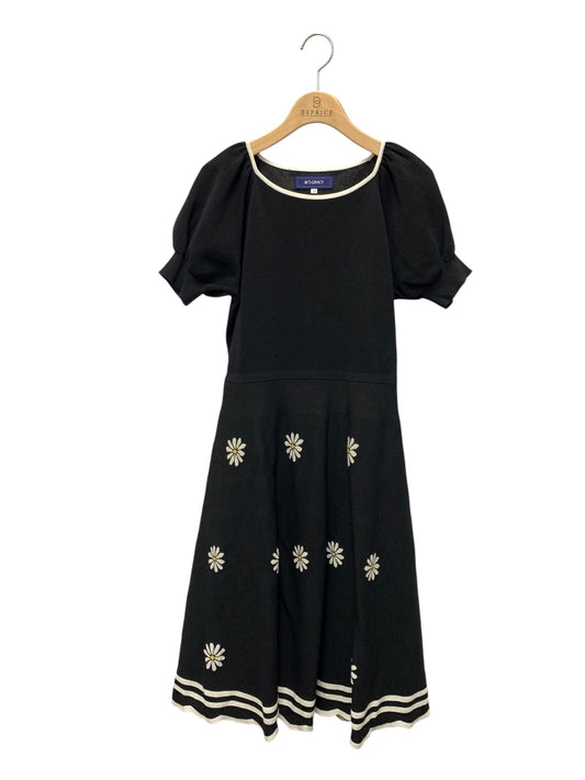 エムズグレイシー マーガレットモチーフニットワンピース 218308 38 ブラック ITNAL1JLF2X4