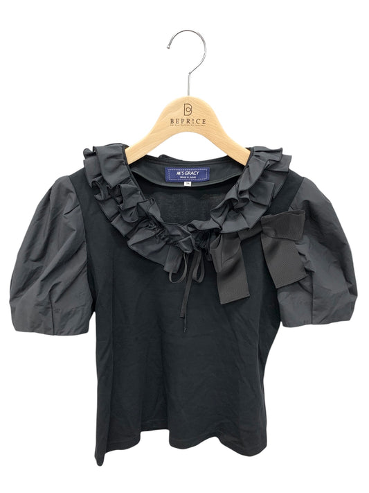 エムズグレイシー 215312 38 ブラック パフスリーブ フリルカラー IT6GQQKLV8J0