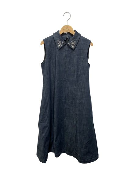 フォクシーニューヨーク  Brilliante Dress ブリリアント ドレス 41681 ワンピース 38 ネイビー デニム ビジュー ITZUEU5514QO
