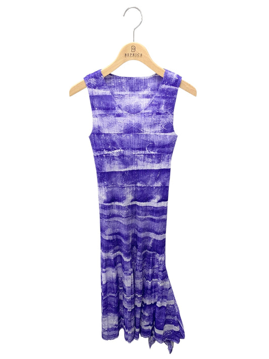 プリーツプリーズイッセイミヤケ PP31-JH925  ワンピース 3 パープル 波柄 プリーツ ITDE2WRZL1J0