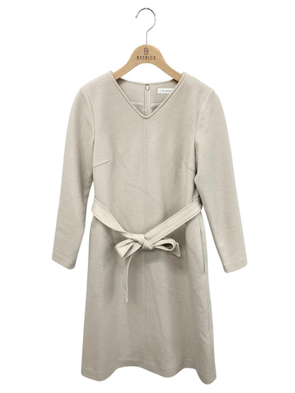 エムプルミエ A928-005 ワンピース 34 ベージュ Vネック ウール ベルト付き ITC84BRYQ0Z0