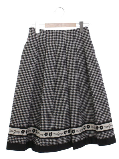 エムズグレイシー 317524 スカート 38 ブラック 千鳥柄ライン入りタックスカート ITP1V3NU37CG 【SALE】