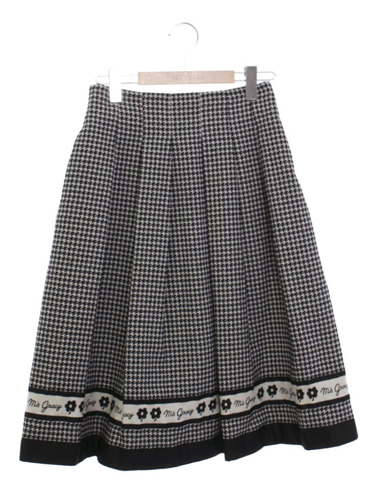 エムズグレイシー 317524 スカート 38 ブラック 千鳥柄ライン入りタックスカート ITP1V3NU37CG 【SALE】