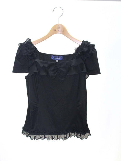 エムズグレイシー 425011 Tシャツ カットソー 38 ブラック オーガンジー ITZHZIU9EKVK