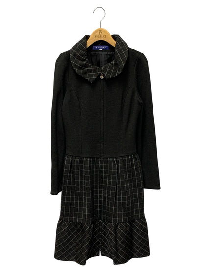 エムズグレイシー 521552 ワンピースコート 36 ブラック カメリアWジップ チェック 切替 ITAFIHUWVM4U 【SALE】