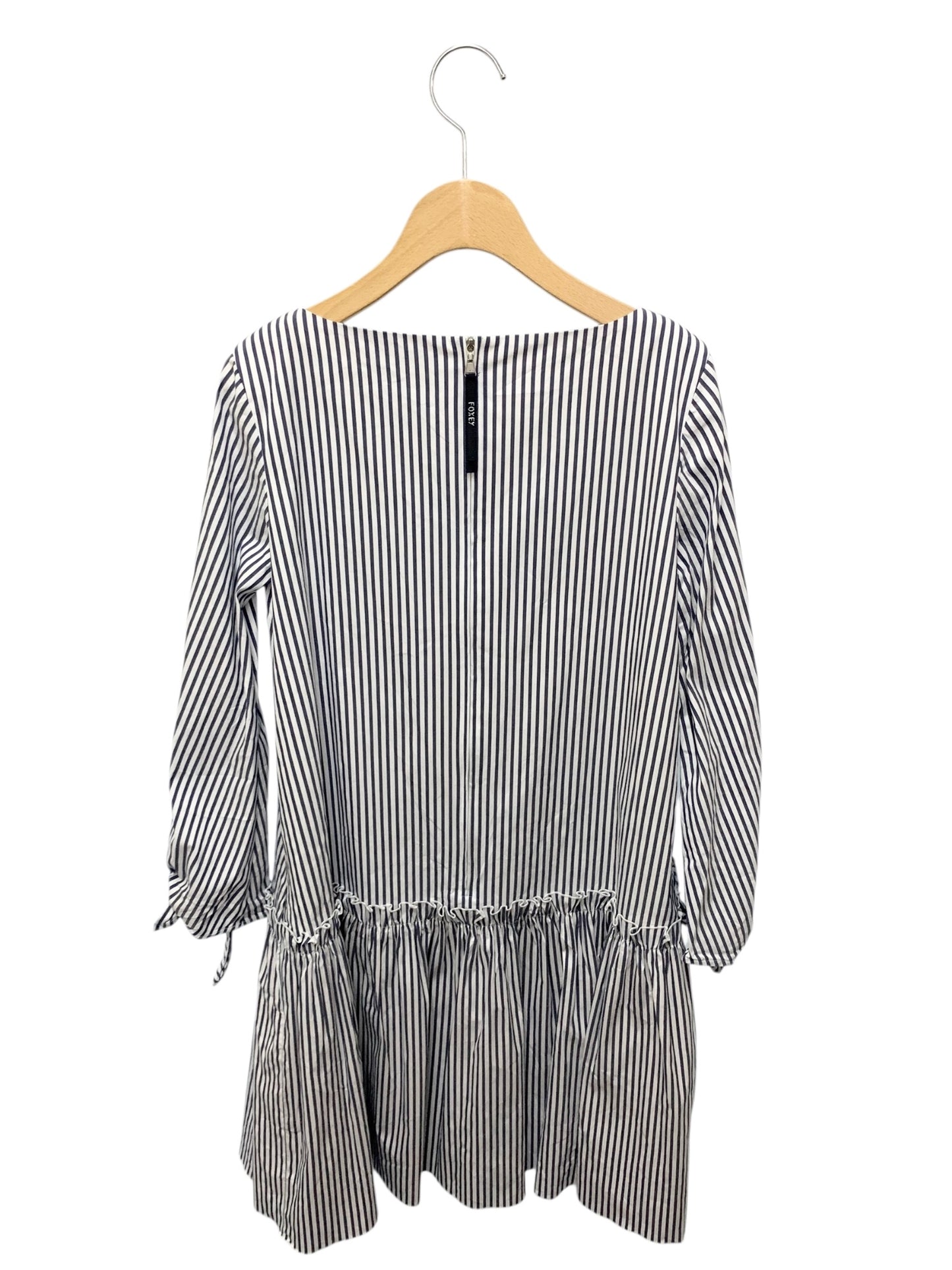 フォクシーニューヨーク DRESS SUMMERRUFFLE サマーラッフル 40096 ワンピース 38 ネイビー ストライプ ITUSMXS7KBEE