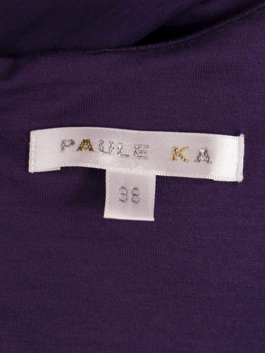 ポールカ 713EAC ワンピース 38 パープル Vネック リボン タックフレア ITBBTSFUM37F