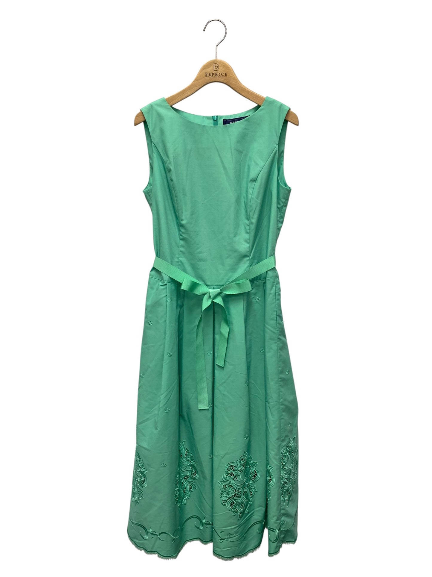 エムズグレイシー 裾刺繍タックワンピ―ス 411349 38 グリーン ITUW1FARHUF8